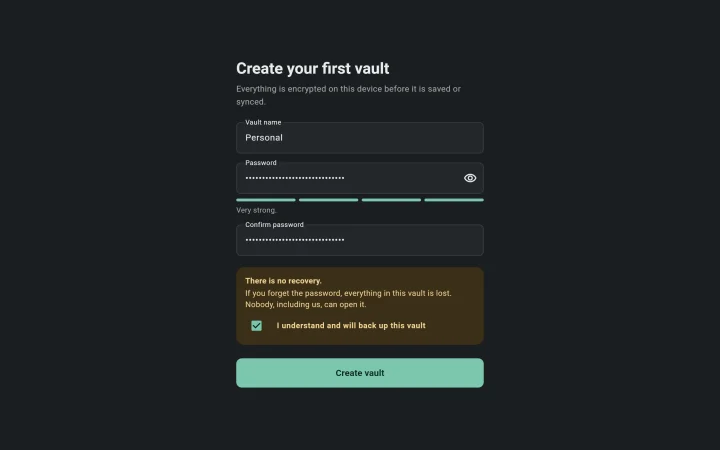 The desktop app in dark mode.